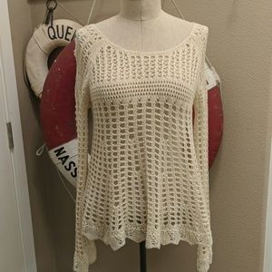 Adorable Free People Bell Sleeve Crochet Top